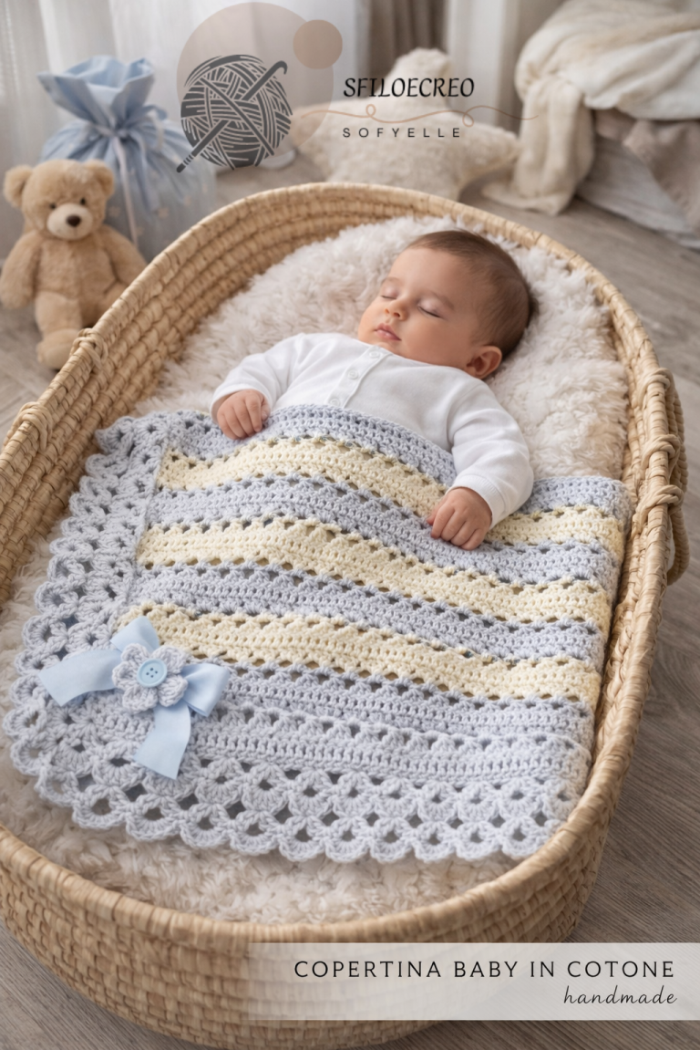 Copertina a uncinetto con archetti – schema facile per copertina baby
