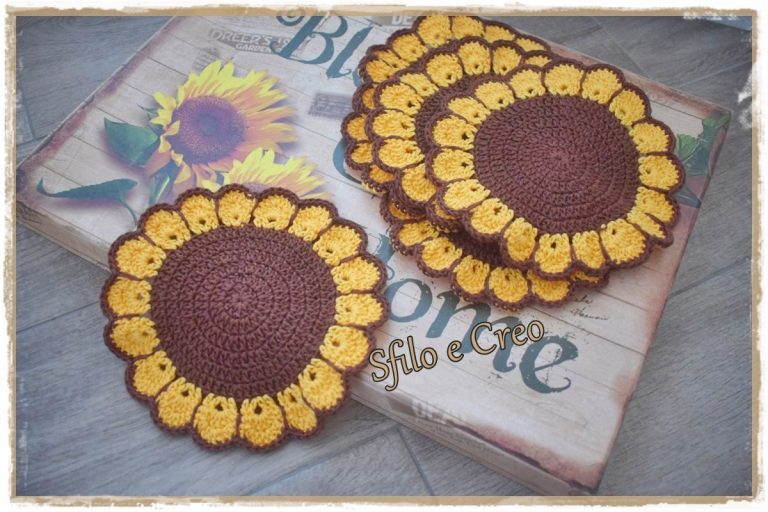 sottobicchieri Girasole a uncinetto