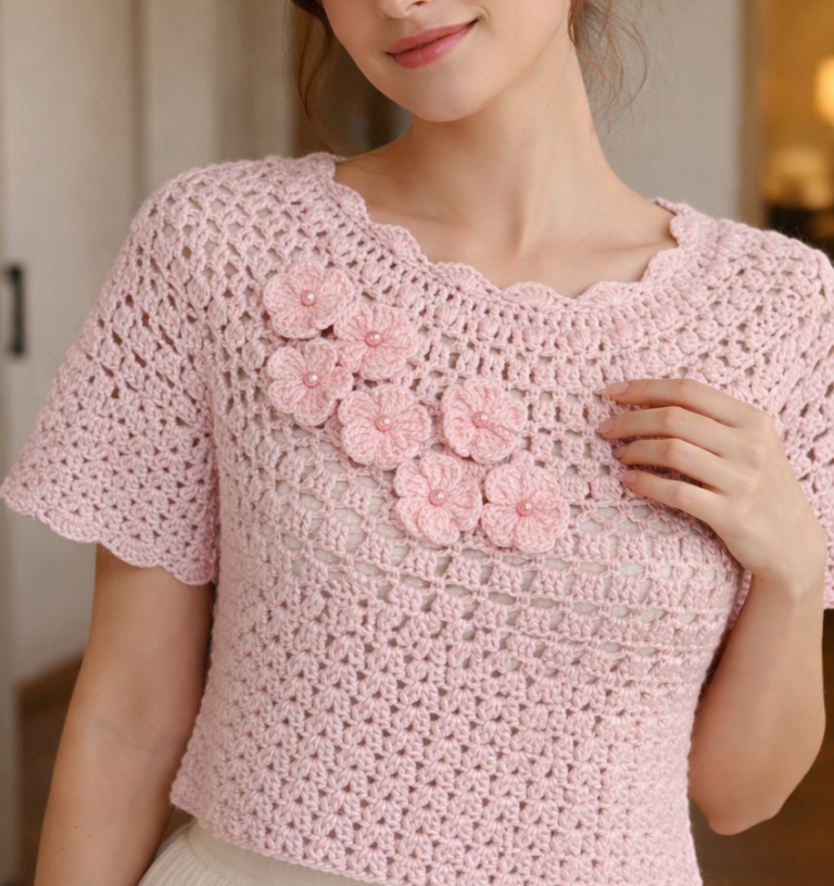 Maglia Flowers a uncinetto