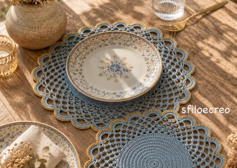 Sottopiatto all’uncinetto con archetti: eleganza romantica per la tua tavola