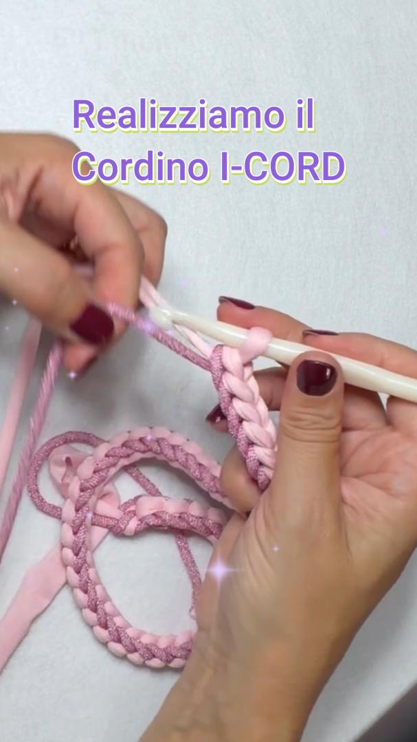 Cordino I-cord a uncinetto con fettuccia Malibù e First Lady